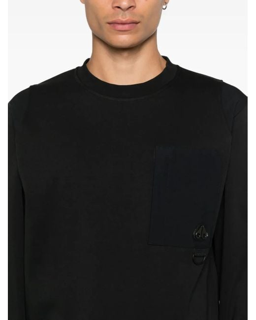 Moose Knuckles Black Patch-Pocket Sweatshirt for men