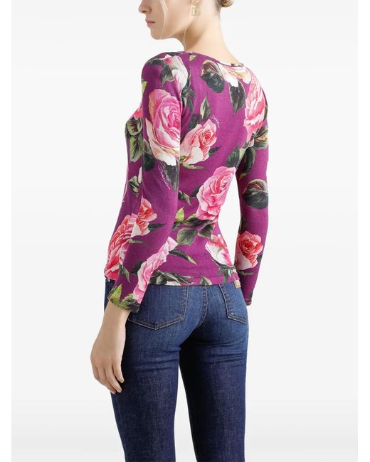 Dolce & Gabbana Pink Floral-Print Top