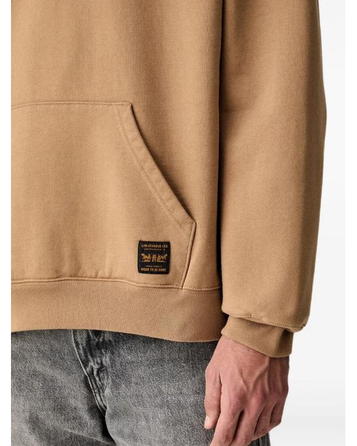 Levi's Brown Logo-Patch Drawstring Hoodie for men