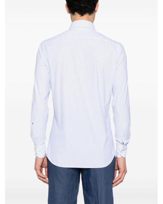 Glanshirt Grapgic-print Stretch-jersey Shirt in het White voor heren