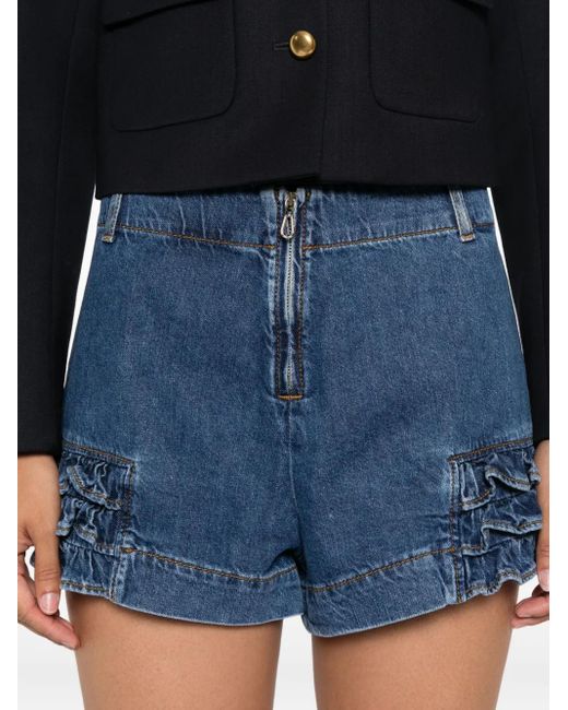 Shorts Denim Con Ruches di Sandro in Blue