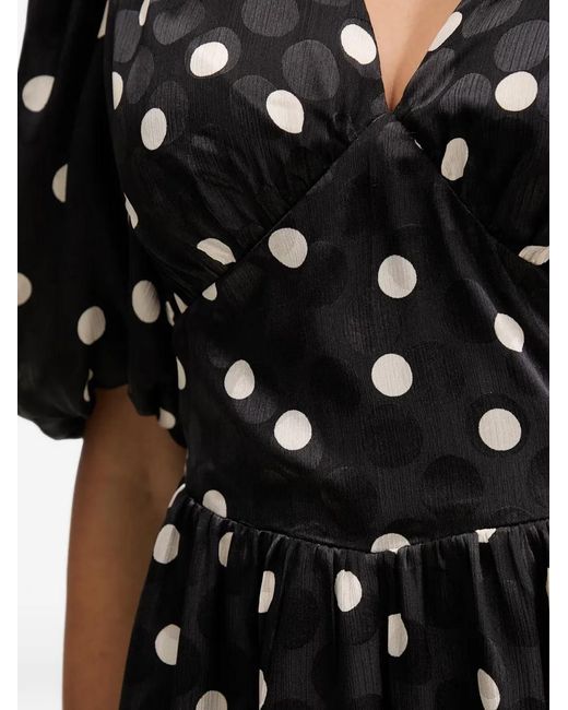Morgan Black Polka-Dot Puff-Sleeve Mini Dress