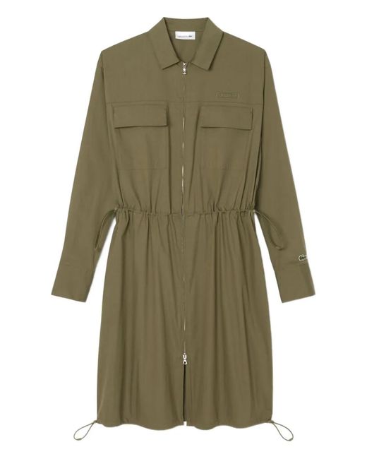 Lacoste Green Zip-Front Drawstring Dress