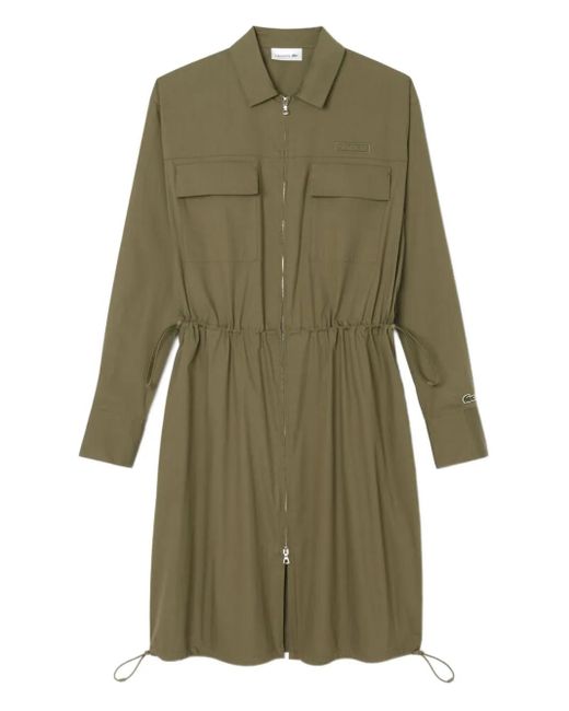 Lacoste Green Zip-Front Drawstring Dress