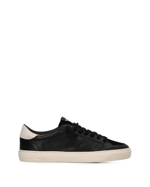 ENTERPRISE JAPAN Black Jupiter Rocket Logo-Perforated Cracked-Effect Sneakers for men