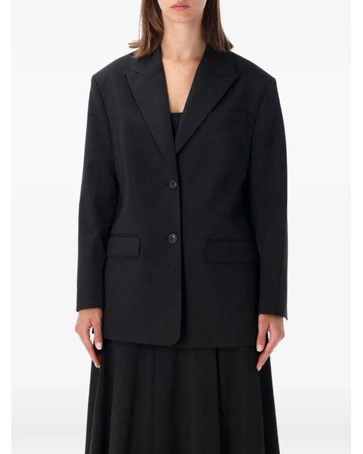 By Malene Birger Black Adele Single-Breasted Peak-Lapels Blazer