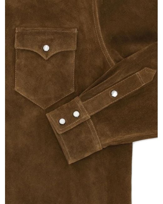 Fortela Brown Chemise Ranch Texan En Daim for men