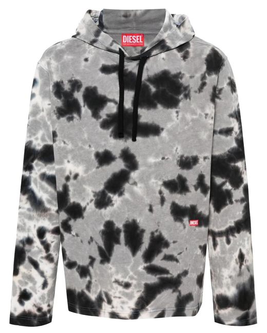 DIESEL Gray T-Crane-Ls-Hood-N1 Cotton Hoodie for men