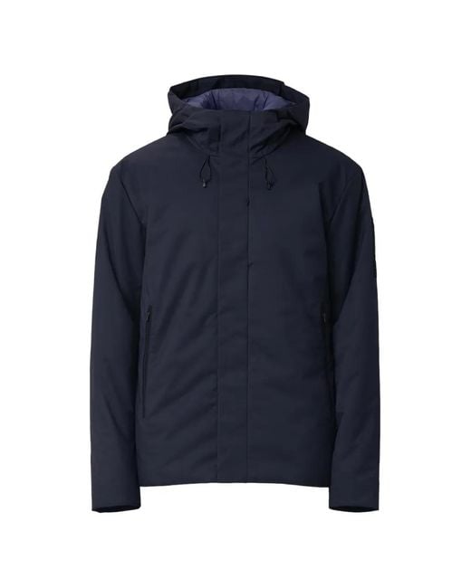 EA7 Blue Hooded Logo-Patch Jacket for men