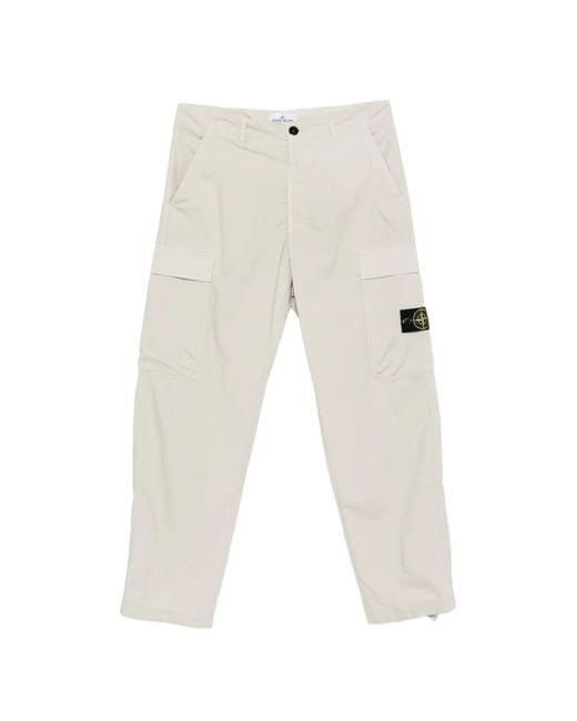 Stone Island White Classic Trousers for men