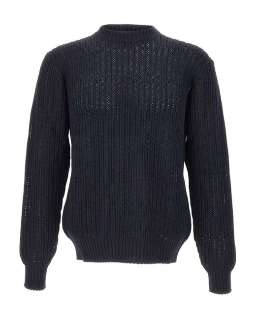 FILIPPO DE LAURENTIIS Blue Ribbed Wool Sweater for men