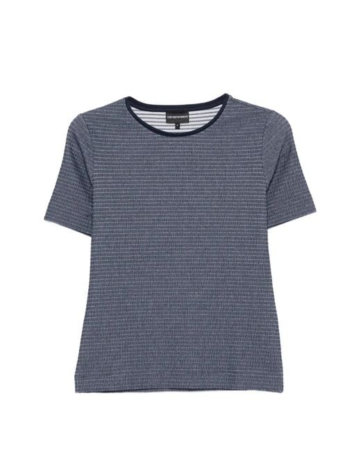 Emporio Armani Blue Textured T-Shirt