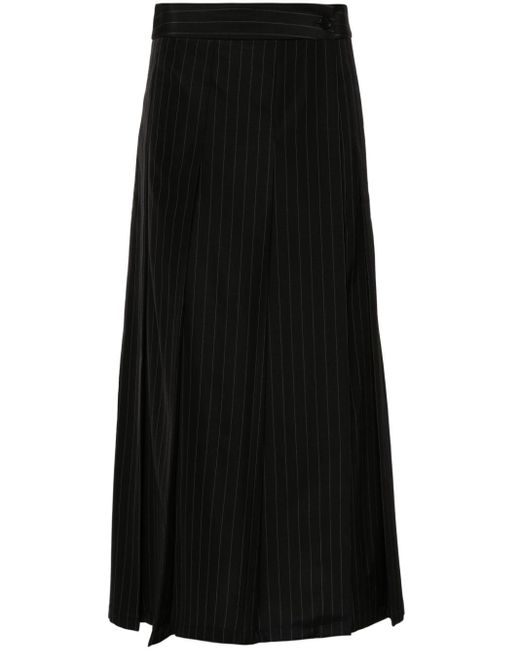 P.A.R.O.S.H. Black Pinstriped Pleated Skirt