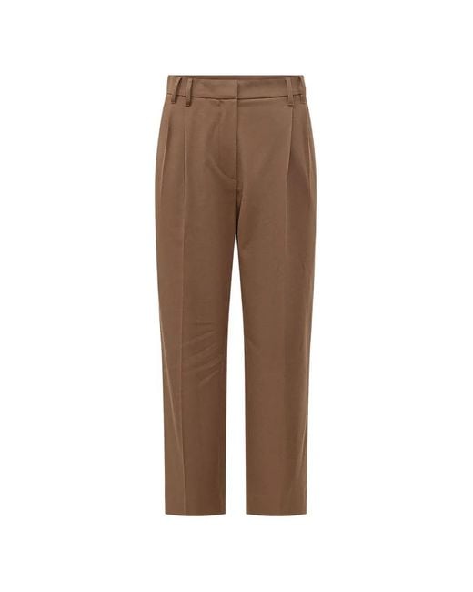 Brunello Cucinelli Brown Pleated Tapered Trousers