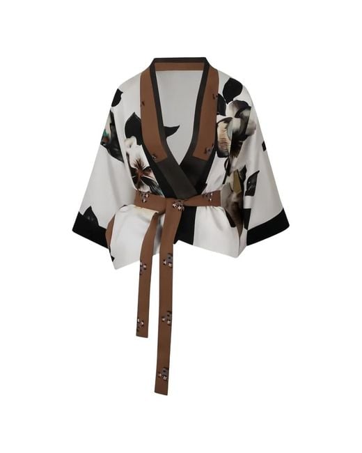 Antonio Marras Black Floral-Print Kimono