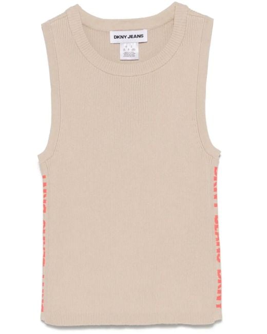 DKNY Natural Logo-Trim Vest
