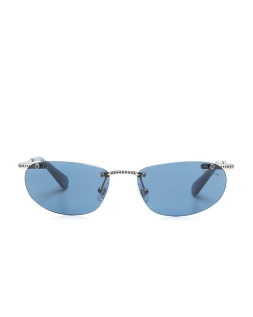 Swarovski Blue Crystal-embellished Rimless Sunglasses