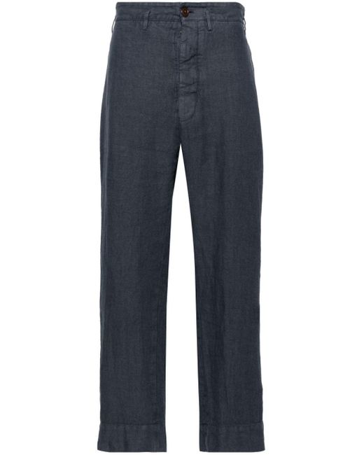 Vivienne Westwood Blue Cropped Linen Trousers for men
