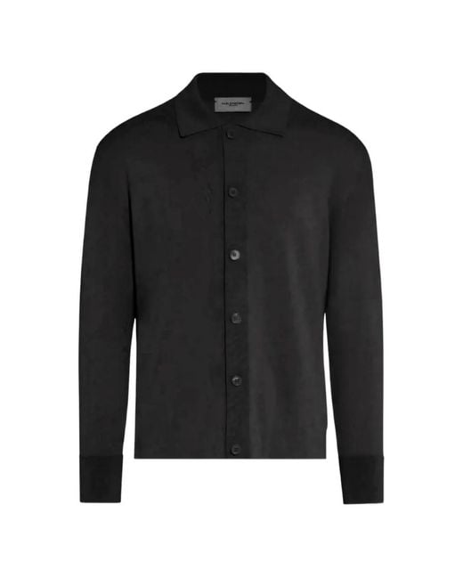 Paolo Pecora Black Knitted Long-Sleeve Shirt for men