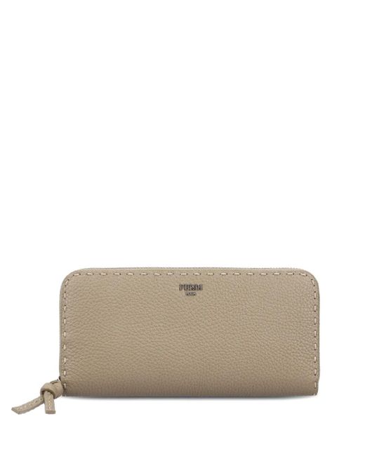Fendi Gray Zip-Around Leather Wallet