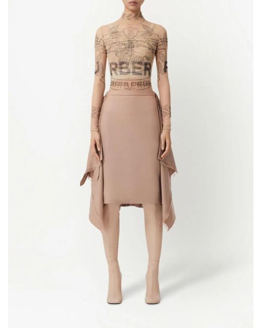 Burberry Natural Pleated Panelled Kilt