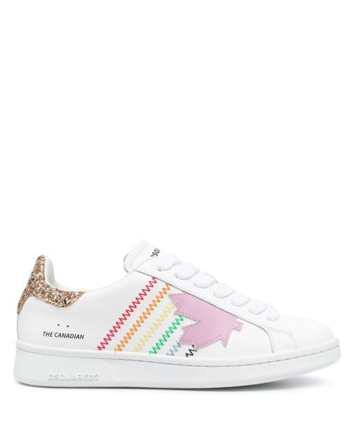 DSquared² White Boxer Contrast-Stitch Sneakers