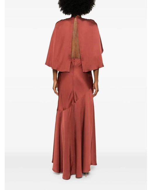 Zimmermann Red Cape-insert Round-neck Maxi Dress