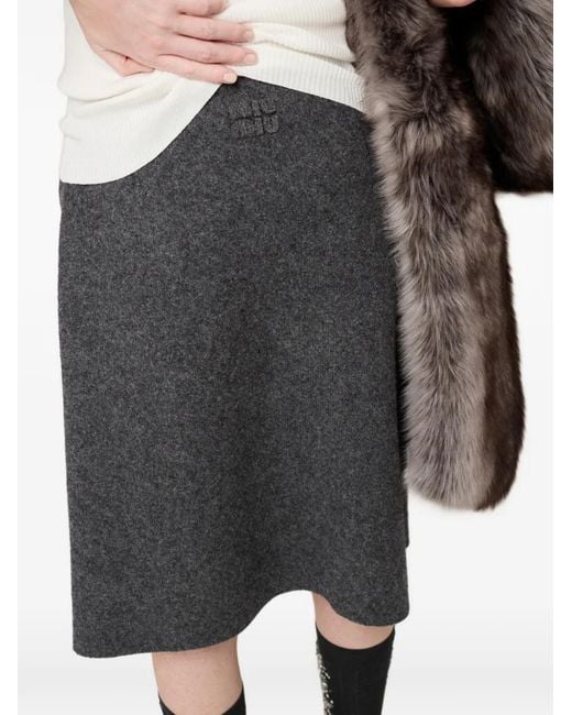 Miu Miu Gray Shetland Wool Skirt