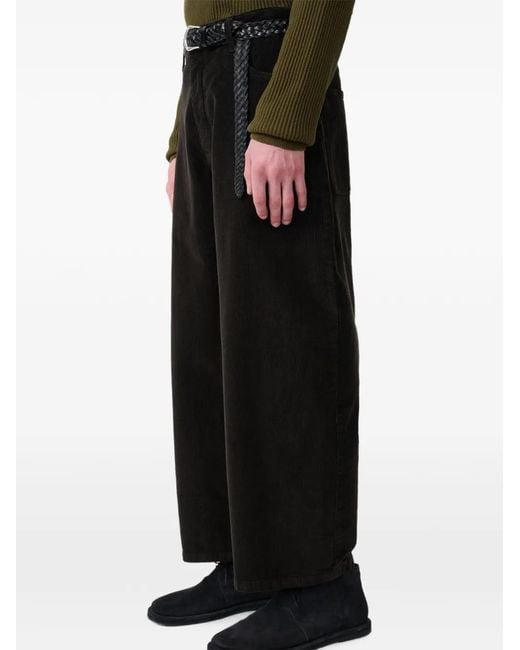 Studio Nicholson Black Riso Corduroy Wide-Leg Trousers for men