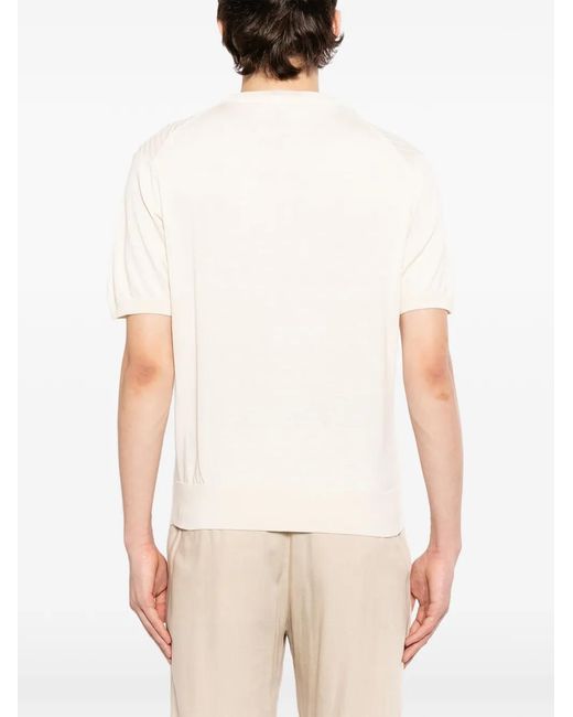 Canali White Microstructured Cotton T-Shirt for men