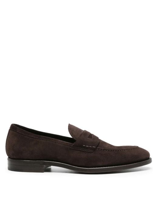 Henderson Black Almond-Toe Suede Loafers for men