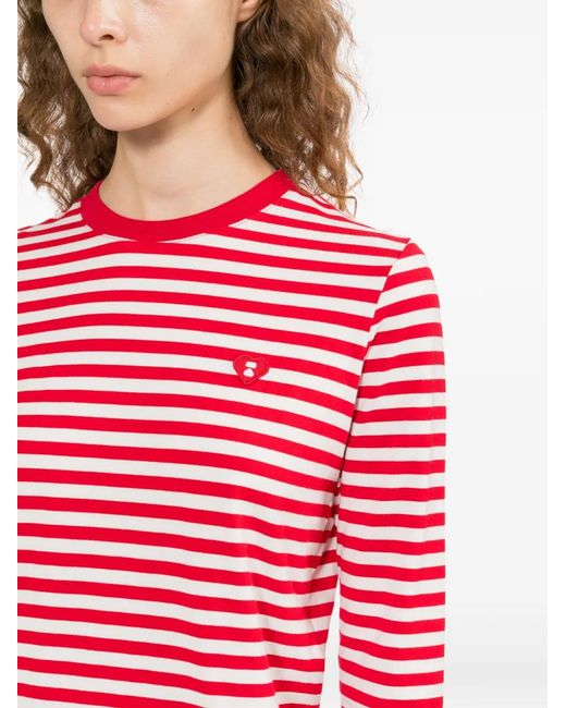 AAPE BY A BATHING AP Red Horizontal-Stripe Heart-Patch T-Shirt