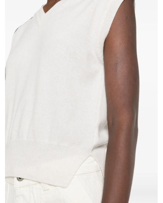Daniele Fiesoli White V-Neck Vest