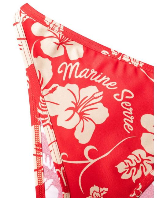 MARINE SERRE Bikini Met Bloemenprint in het Red