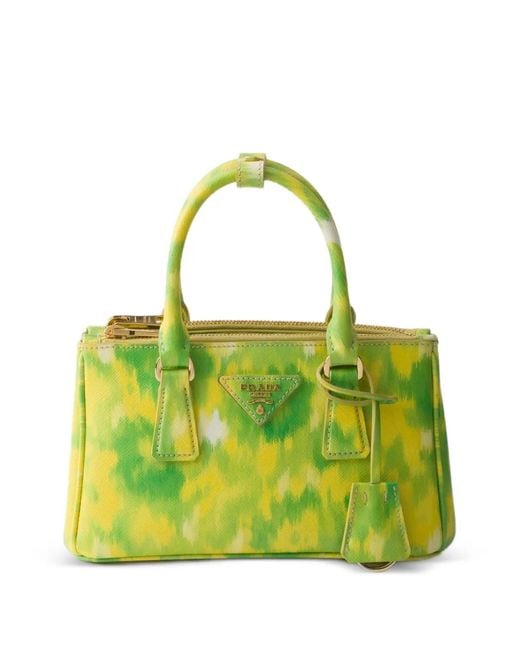 Prada Green Mini Galleria Printed Tote Bag