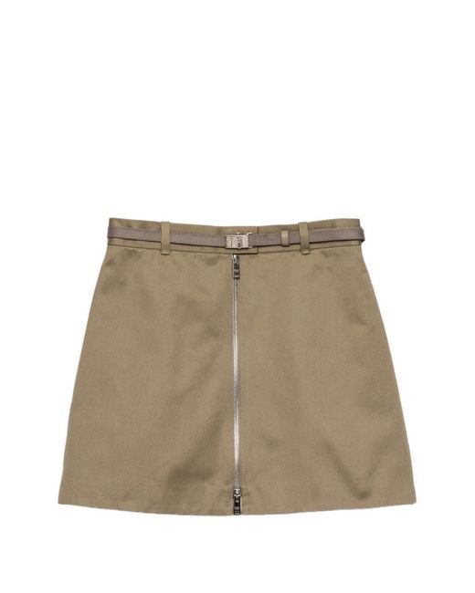 Prada Natural Chino Miniskirt With Zipper
