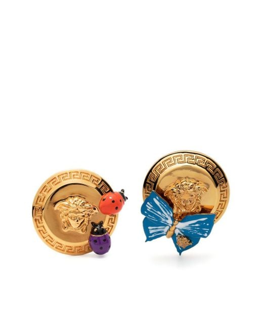 Versace Blue X Dua Lipa Butterfly Medusa Stud Earrings