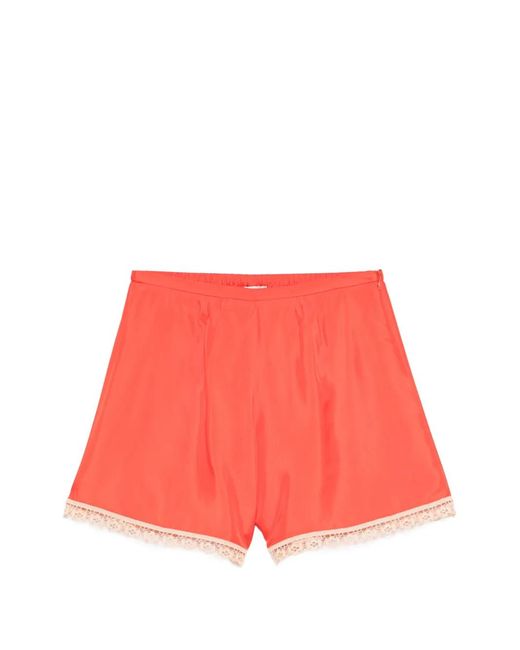 Forte_forte Red Lace Shorts