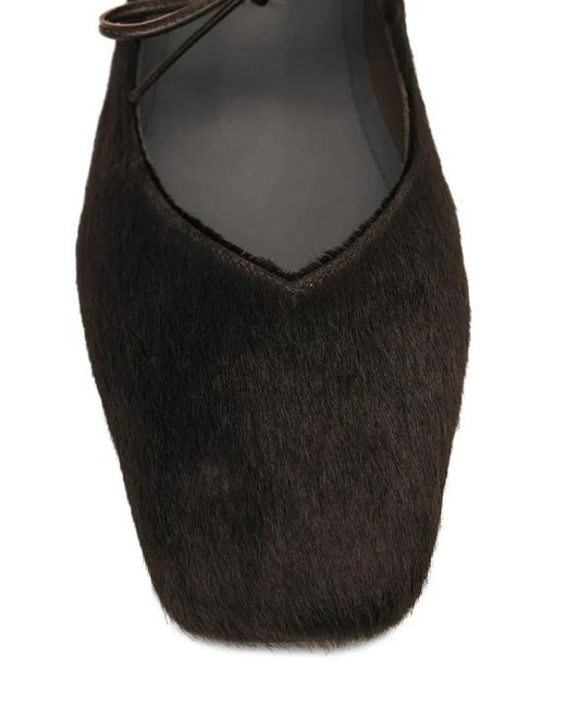 Alohas Black Sway Square Toe Tie Ballet Flats