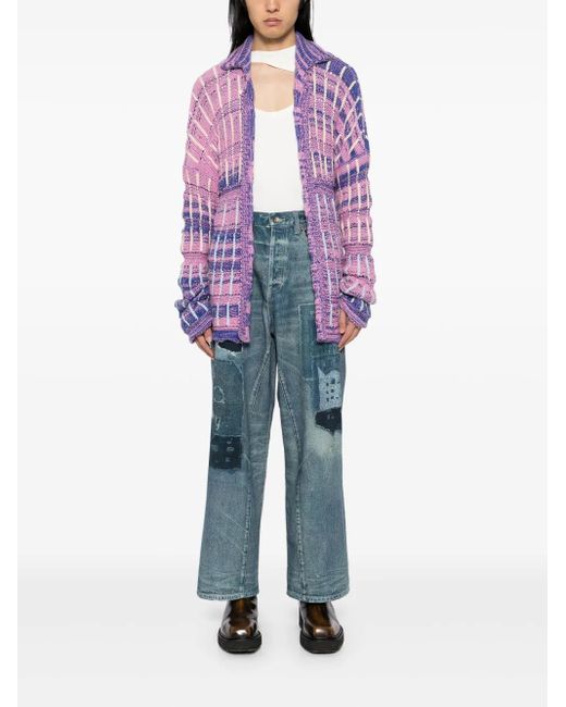 FIVE CM Blue Graphic-Print Jeans for men