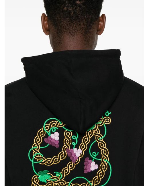 Drole de Monsieur Black Cotton Jersey Embroidered Hoodie for men