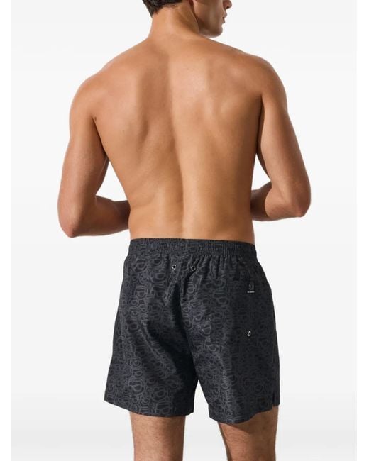 Karl Lagerfeld Black Ikon All-Over-Print Short Boardshorts for men