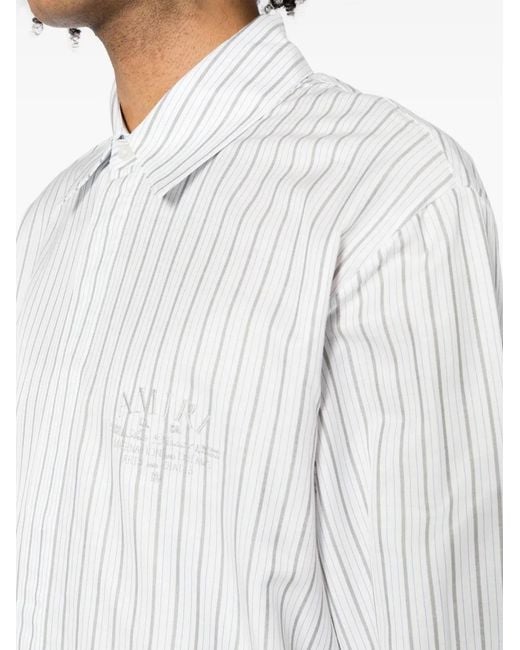 Amiri White Chemise Rayée À Logo Brodé for men