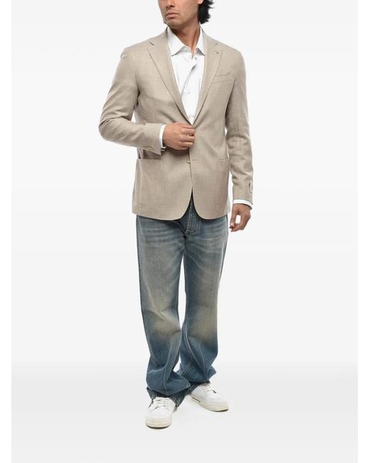 Corneliani Natural Single-Breasted Patch-Pocket Blazer for men