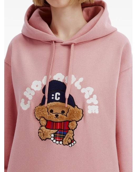 Chocoolate Pink Graphic-Print Drawstring Hoodie