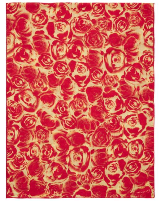 Burberry Red Rose-print Knitted Scarf