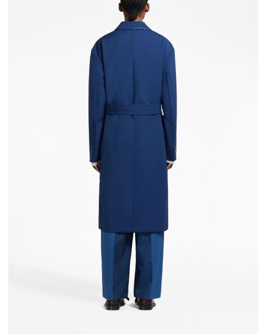 Marni Blue Contrasting-stitch Single-breasted Coat
