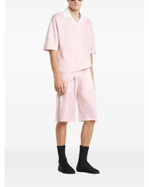 Courreges Pink V-Neck Logo Polo Shirt for men