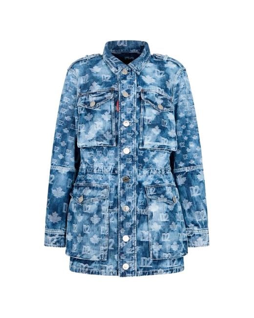DSquared² Denim Jack Met D2-Monogram in het Blue