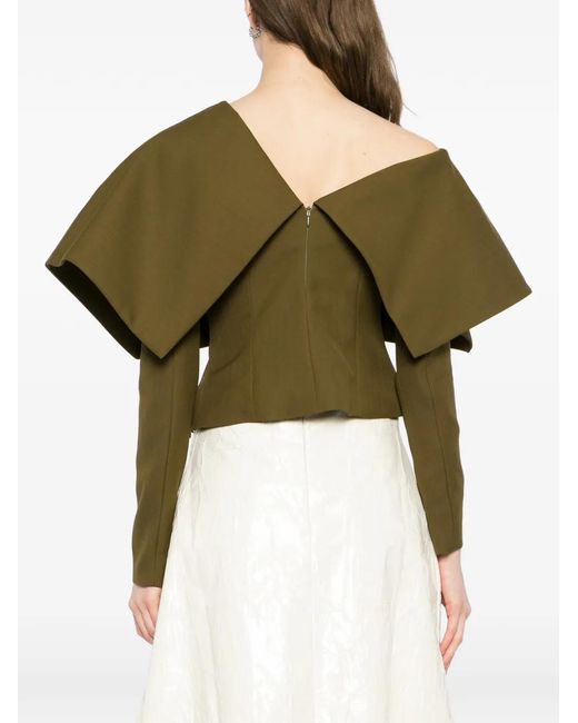 A.W.A.K.E. MODE Green Asymmetric-Collar Top